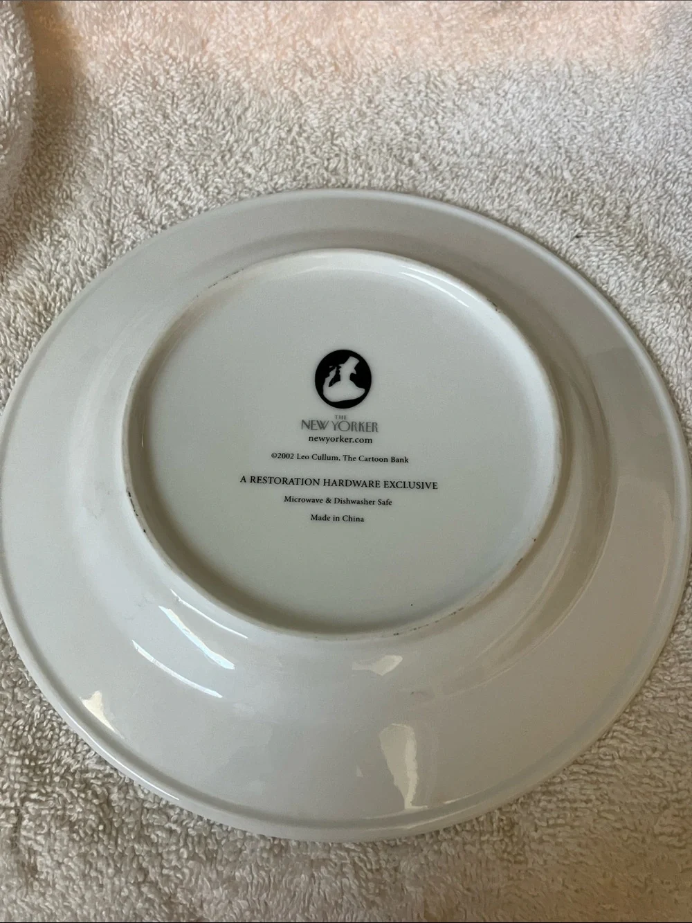 New Yorker Wine Cartoon Bistro White Plate Restoration Hardware 8”